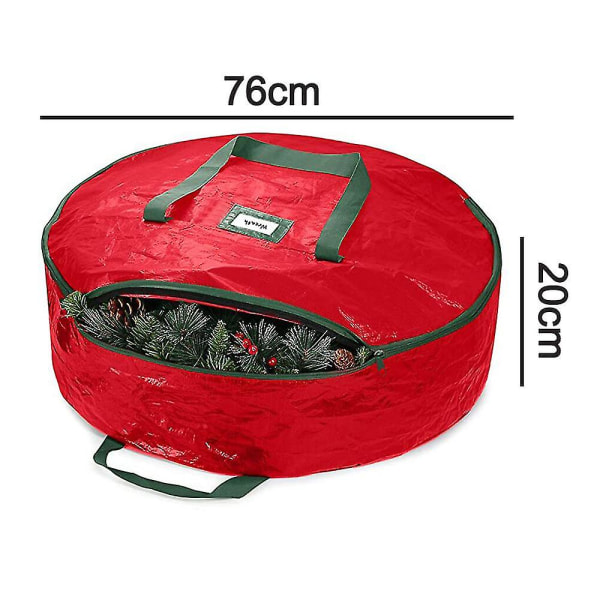 Julekransoppbevaringspose, organiseringsveske Vanntett og insektsikker pose 1 stk (75 cm, rød)