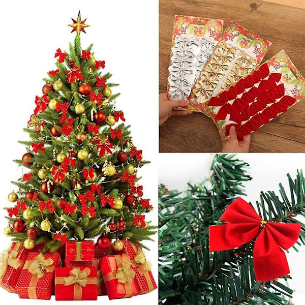 Paket med Gyllene, Silver och Röda Julkulor