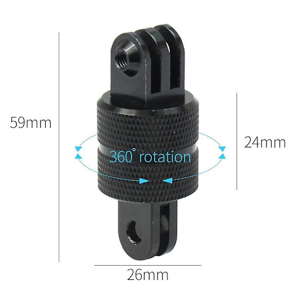 360 graders roterande ledanslutning fäste W/90 graders armbåge stativfäste skruvadapter för Gopro 9 8 Sjcam Yi Action-kameror (metallkontakt)