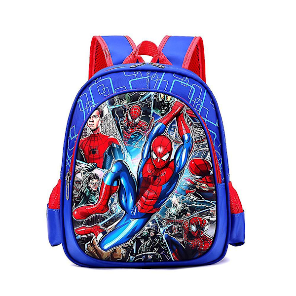 Iron Man Captain America Spiderman Tegneserie Ryggsekk Skoleveske Barn Studenter Reduser Byrde Lett Skulderveske（Sky Blue Spiderman）