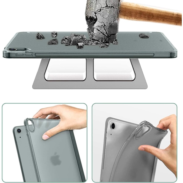 Ipad Air 4 Fodral 2020 - Ipad Air 4:e Generationens Fodral 10,9 Tum Lättviktigt Slimmat Skydd med Genomskinlig Frostad Hård Baksida [Stöd för Touch ID] (Rymdgrå)