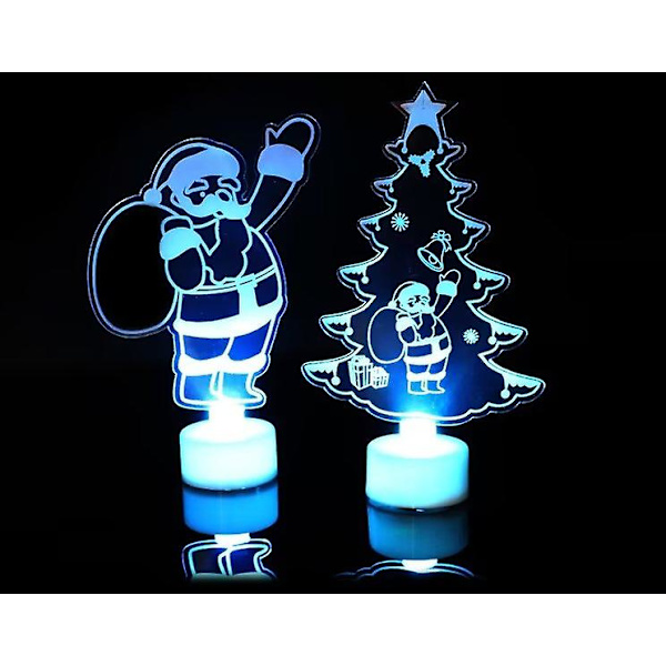 WABJTAM 2PCS 3D Julelys, Akryl Julenissen Eiffeltårn Figur LED Nattlys for Vindu Bord Hylle Skrivebord Dekorasjon Jul og Bi
