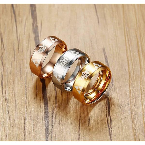 8mm The Legend of Zelda Triforce Ring, Mattpolerade Band i Rostfritt Stål - -