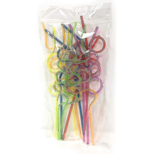 Värikkäät uudelleenkäytettävät juomapillit Crazy Straws Muoviset kierrepillit juhliin, karnevaaleihin, hauskanpitoon (20 kpl)