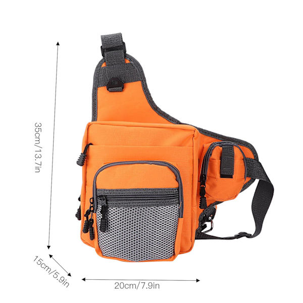 2024 Polyester Multifunktionell Fiskeutrustning Crossbody Väska med Justerbara Axelremmar (Orange)