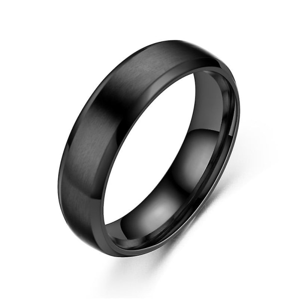 Ring for menn kvinner gutter matt polert finish skråkant forlovelse bryllup band ring Comfort Fit smykker gave 6 mm svart 12