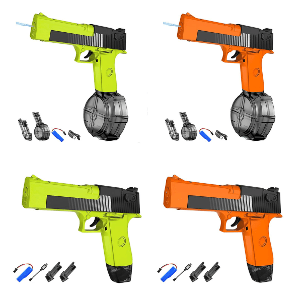 Elektrisk vandpistol til voksne og børn, op til 35 FT rækkevidde Super One-Knap automatisk sprøjtepistol (dobbeltmagasinversion)