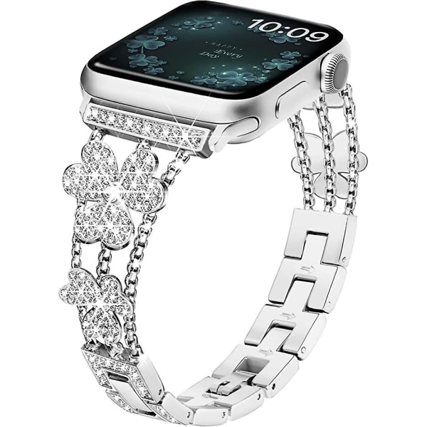 Kompatibel med Apple Watch Band 38mm 40mm 41mm, Fashion Band til kvinder, Glitter Cute Metal Armbånd, Slim Luxury Diamond Band til iWatch Series 7 SE