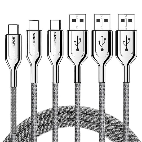3-pack 3,2ft+6,5ft+6,5ft Usb C-kabel, usb2.0-sladd