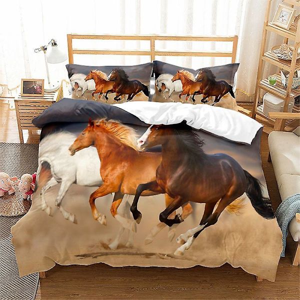 3D digitaltryck Cartoon Horse Pegasus örngott påslakan sängkläder tredelad set FM19 180*200cm -ZHENV（180*200cm）
