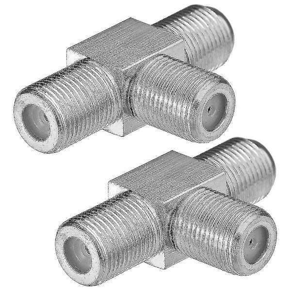 F-kontaktdelare 3-vägs F-kontakt hona till 2 honkontakter Koaxialkontakt Adapter 2 st