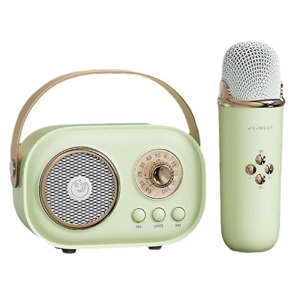 Trådløs Bluetooth Audio Bærbar Forsterker Hjem Ktv Mikrofon Liten mikrofon Høyttaler Bursdagsgave（grønn）