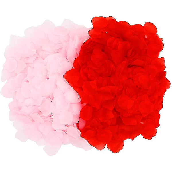 1200 stycken röda & rosa sidenrosblad Konstgjorda rosblommor Smaklös Emulering Ros