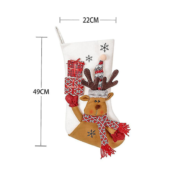 Julstrumpor för julhängande påsar Filt Julgran Dekorationer Tomte Snögubbe Rensa Present (stil 3)