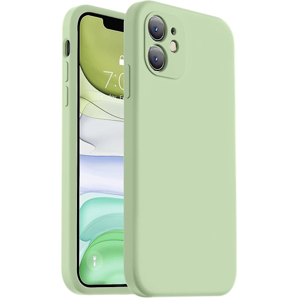 Uppgraderat Flytande Silikon Med [Kvadratiska Kanter] [Kameraskydd] [Mjuk Anti-Rep Mikrofiber Foder] Telefonfodral För Iphone 11 6.1 Tum - Matcha