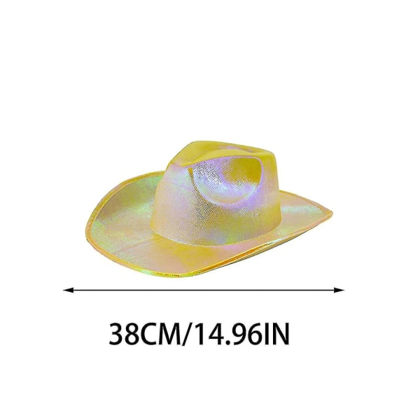 Space Cowboy Hat Kostyme Cap Bryllup Bar Party Glitter Cowgirl Hat Creative Metallic Space Cowboy Hat Flerfarget valgfritt（gul）