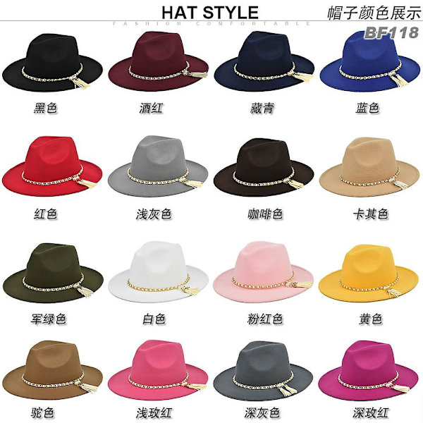 Uld Uld Britisk Jazz Hat Perle Kvast Uld Sort Top Hat Retro Stor Skygge Hat