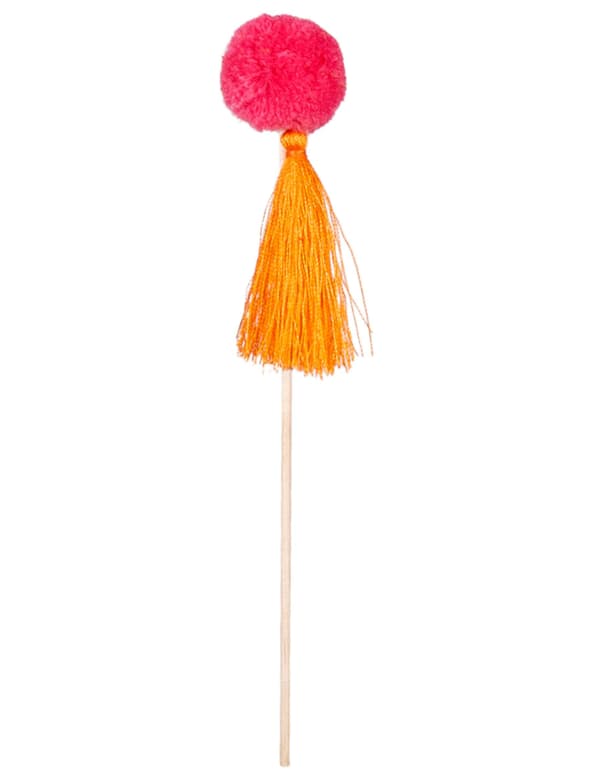 6 Träpompoms i träfärg 16 cm