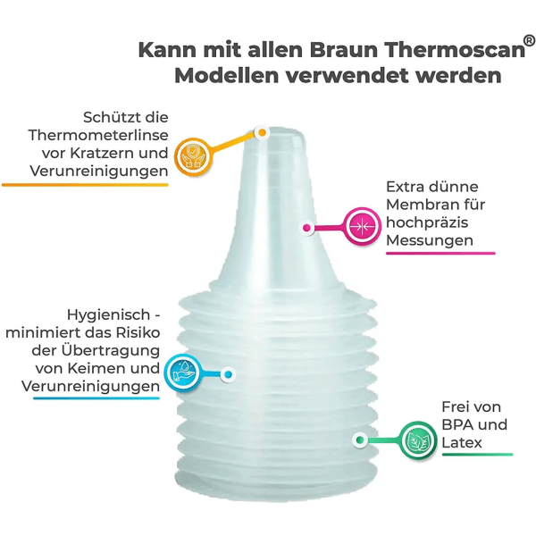 100 skyddskåpor för alla Braun Thermoscan örontermometrar | öron klinisk termometer | örontermometer