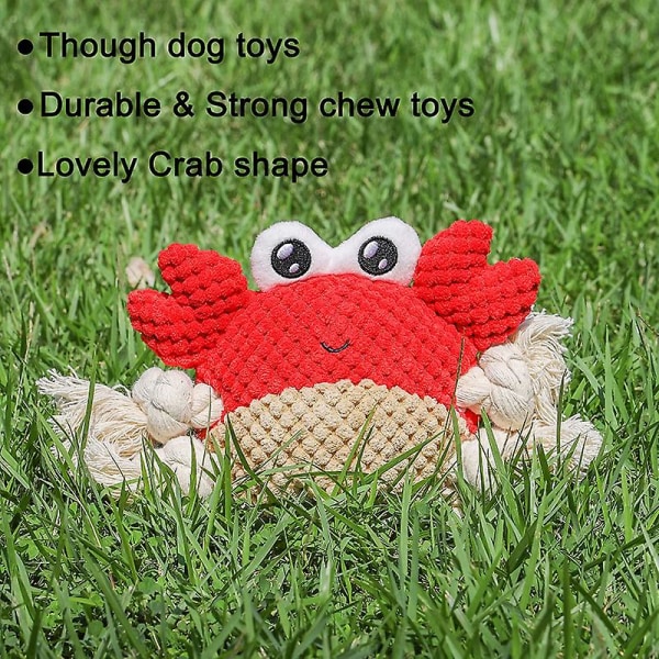 Interaktiv hundtuggrep Drag of War Hund plyschleksak Tänder slipning och rengöring av husdjursljudleksak（krabba）