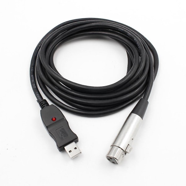 3m USB uros-XLR naaras mikrofoni USB mikrofonin kaapeli Uusi (musta)