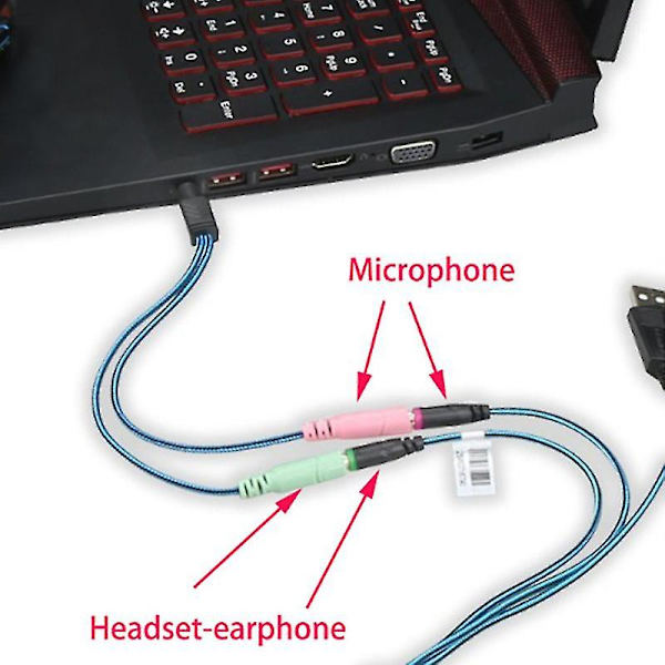 2 färger spelheadset för bärbar dator, brusreducerande spelhörlurar med mikrofon och surroundljud, med LED-ljus