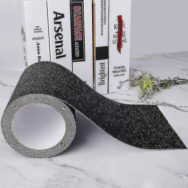 Halkskyddstejp för trappor, friktion, slipande för säkerhet, stege, inomhus, utomhus, hög dragkraft, 15 cm x 5 m, svart