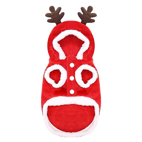 Varm Juljacka i Fleece för Husdjur, Kläder för Små Hundar, Valp, Julälg, Vinterdräkt (XL)