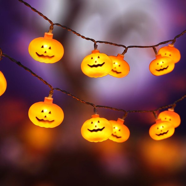 Halloween Gresskar Dekorative Strengelys Festlige Dekorasjoner (20 En Gresskarlys) 2,5m Innendørs Utendørs Fest Streng LED Gresskar Ferie Varme Lys Mo