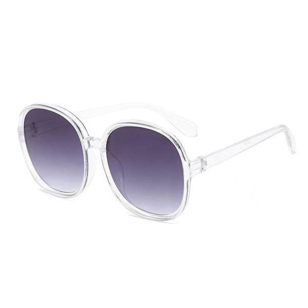 Nya runda bågar solglasögon vuxen retro märke designer brun svart överdimensionerade dam solglasögon vuxen mode utomhuskörning（transparent grå）