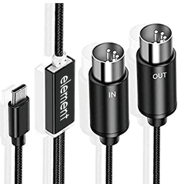 Midi USB-C-kaapeli, USB-Midi-muunnin, jossa merkkivalo elektroniikkatietokoneelle