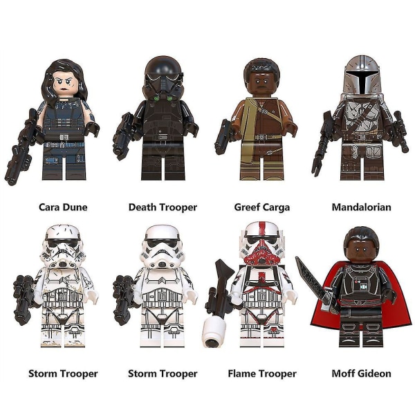 8 stk Star Wars Mandalorian byggekloss minifigurer mini actionfigurer Leker Fans Gaver Barn Gutter Jenter