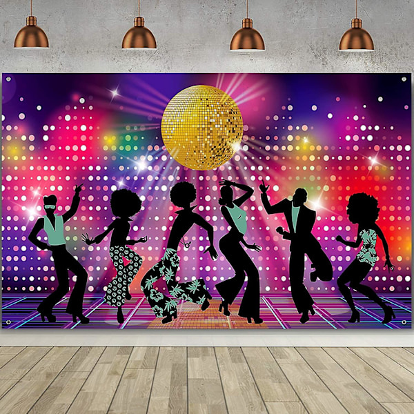 Disco Party Dekorationer, Stort Tyg 70-tal 80-tal 90-tal Disco Fever Dansare Bakgrund För Disco Temafest, Vintage Låt Oss Glöda Galet Lysande Neon N
