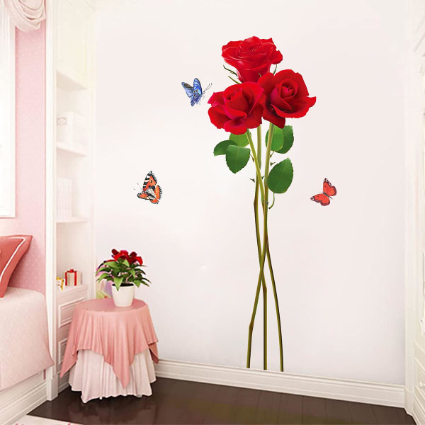 Nyt 1 stk. Flower Print Wall Sticker Rose Bunch klæbende Aftageligt Wall Art Sticker
