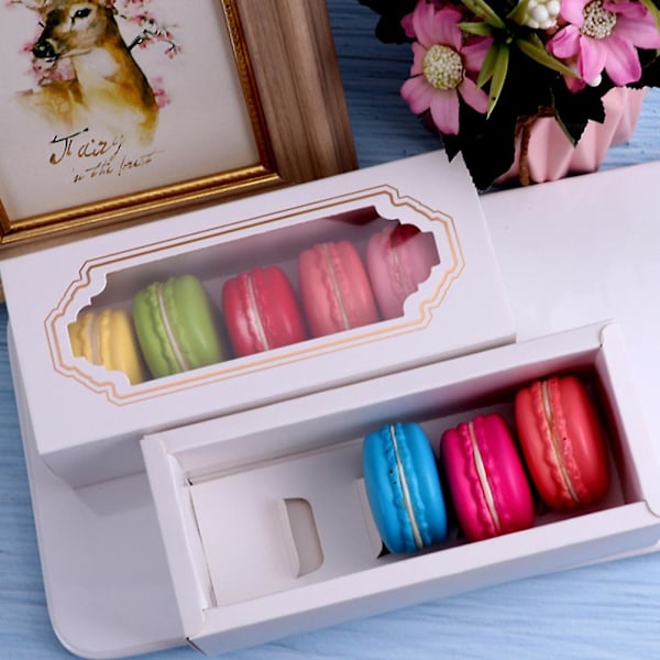 10 st Cheesecakes Macaron Display Container Cupcake Box Papper Clear Macaroon Box Transparent Cake Box Macaroon Förpackningslåda