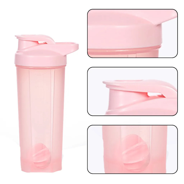 Shaker (700 ml), Shaker för proteinshakes, plast, rosa
