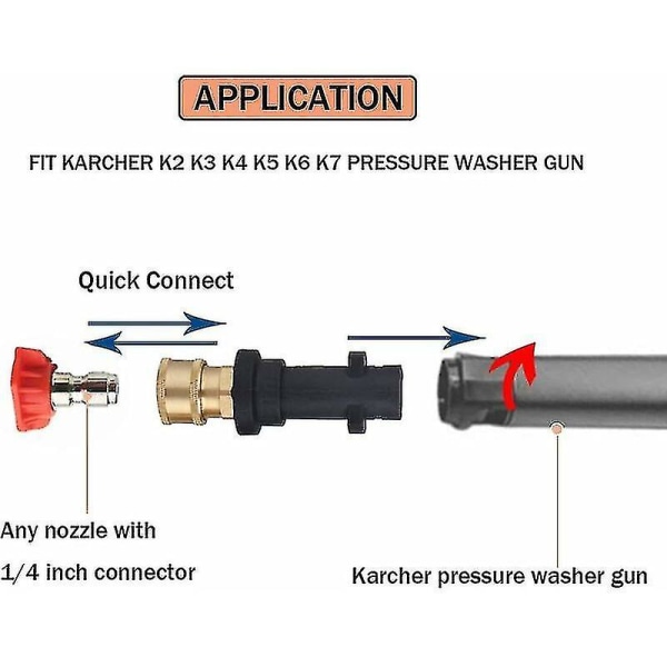 Højtryksrenserpistoladapter med 1/4'' Quick Connect Fem Fitting Til Karcher K Series -a