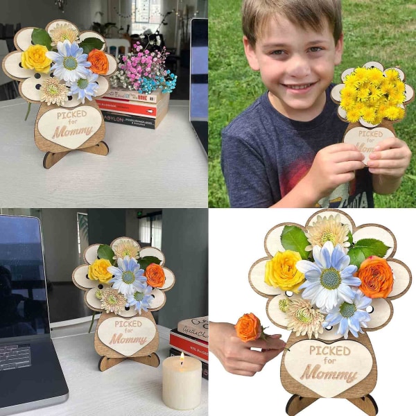 Mors dag håndplukket blomsterholder, bundt DIY blomsterholder gave til mor fra datter søn
