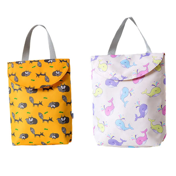 Återanvändbar hängande våt torr blöjpåse, badpåse, yogagymväska (2-pack, olika storlekar), (stil 1)