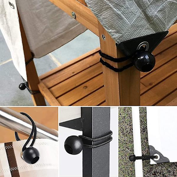 15 st Heilwiy, bungee-snören, presenning bungee-bollar, elastiska band med boll svart