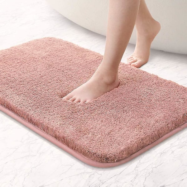 Extra Tjock Vattenabsorberande Mikrofiber Badmatta Maskintvättbar Halksäker Plysch Badmatta (rosa 40x60 Cm)
