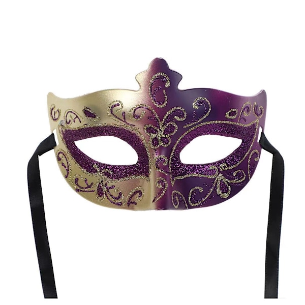 Vit Festnight Sexig Plast Phantom Halvmask Halloween Maskerad Bal Mask Med Glitter Dekoration