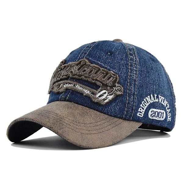 Patch Tre-dimensionelt Broderi Baseball Cap Denim Broderet Peaked Cap Vasket Gammel Sol Visir Buet Skygge Hat Bred Skygge