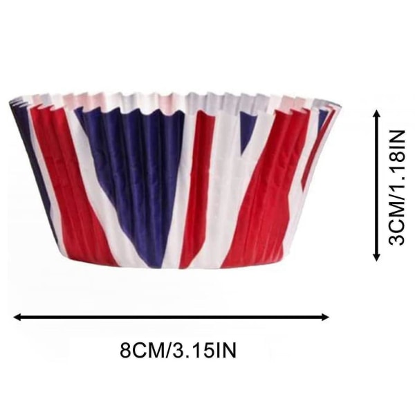 Storbritannien Flag Cupcake Case Bagetilbehør til gør-det-selv Cupcake Party Supplies (50 pakker)