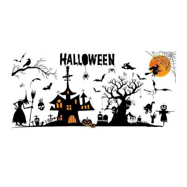 Halloween Dekoration Wall Decals Vindue Klamrer Græskar Happy Halloween Wall Art Stickers til Børneværelse Børnehave Halloween Bar Fest Dekoration