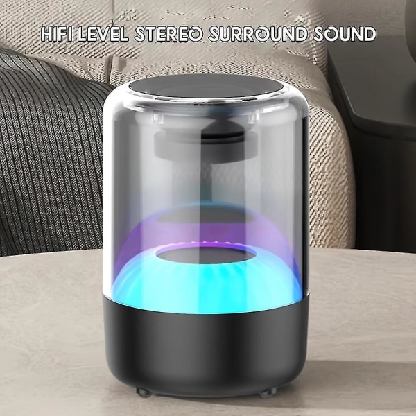 Smart Bluetooth-høyttaler Fargerik fullskjerm subwoofer Home Surround Gjennomsiktig liten høyttaler（Hvit）