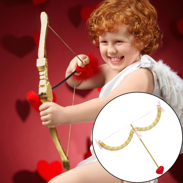 Amorbue-pilsæt-Valentines Day Rød Amor-kostume Cosplay-tilbehør til voksne børn（Gul）