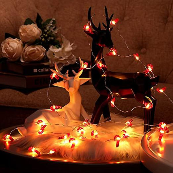 1 stk. Jule Candy Cane LED-lyskæde, 3m 30 LED-lys batteridrevet, lysdekoration til julefester DIY-hjemmedekoration