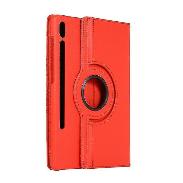 För Samsung Galaxy Tab S7 Fe T730 Litchi Texture Horisontell Vänd 360 grader Rotation Case med hållare（röd）