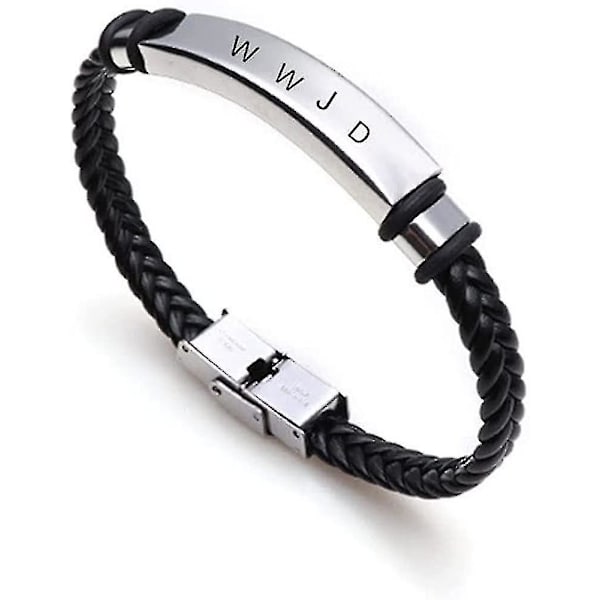 Wwjd Hwlf Armband för älskare, handgjort läderarmband Vad skulle Jesus göra Han skulle älska först handledsband i rostfritt stål Inspirerande religiös Remi
